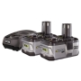 One + System Ryobi : pack BLK18202 super chargeur 1 h + 2 batteries 18 V - 2,4 Ah - Lithium-Ion